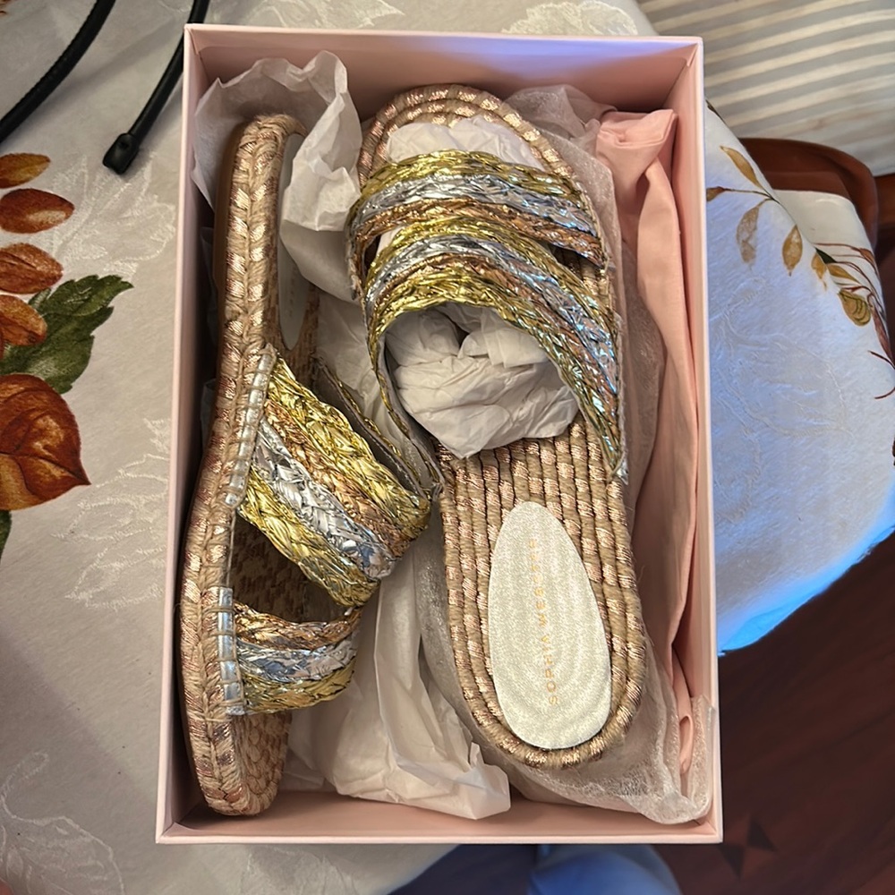 Sophia Webster size 41 women’s Ines Metallic Espadrille Slides